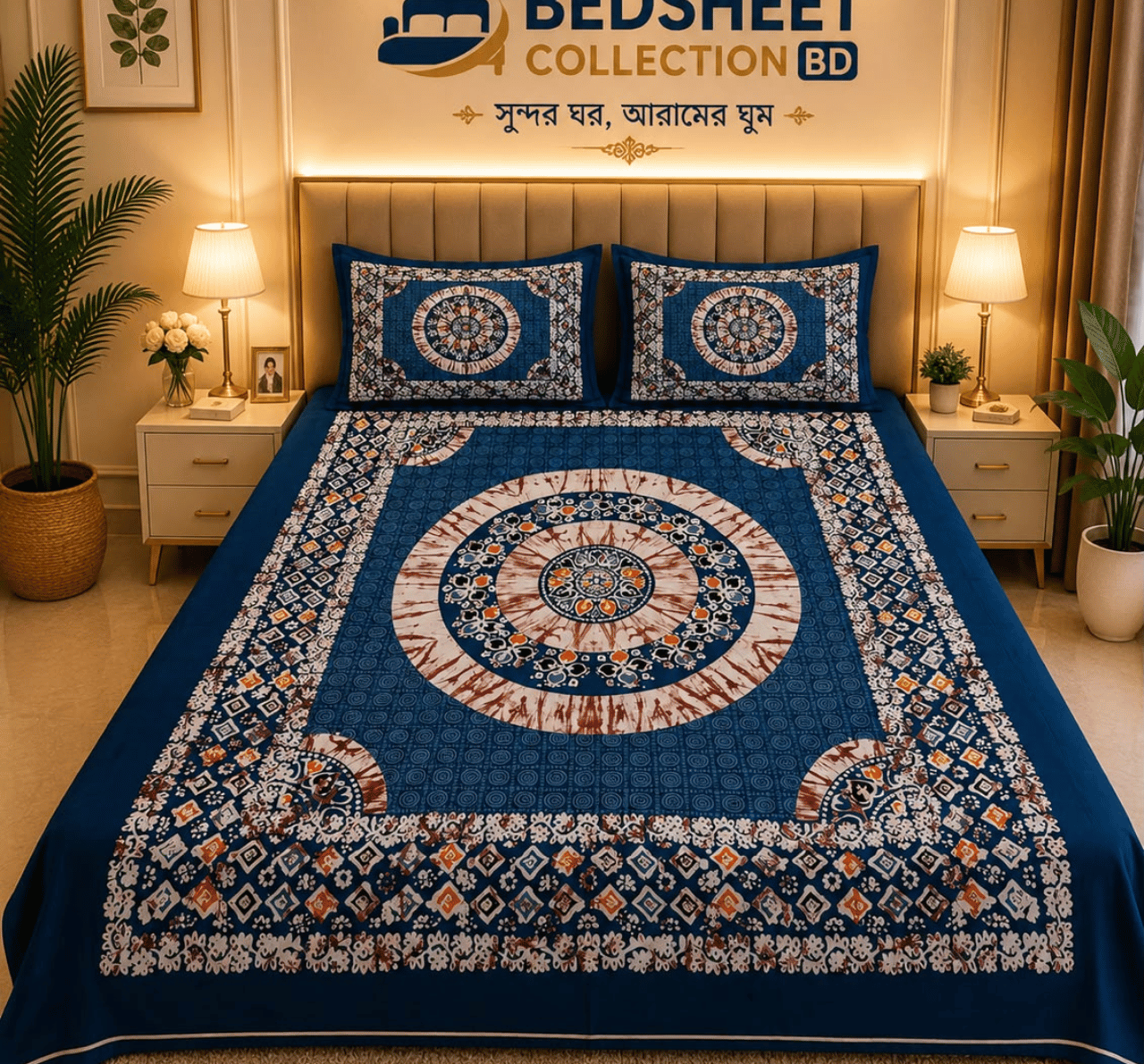 10.png 100% কটন ডিজিটাল প্রিন্টেড বেডশিট - Image 1