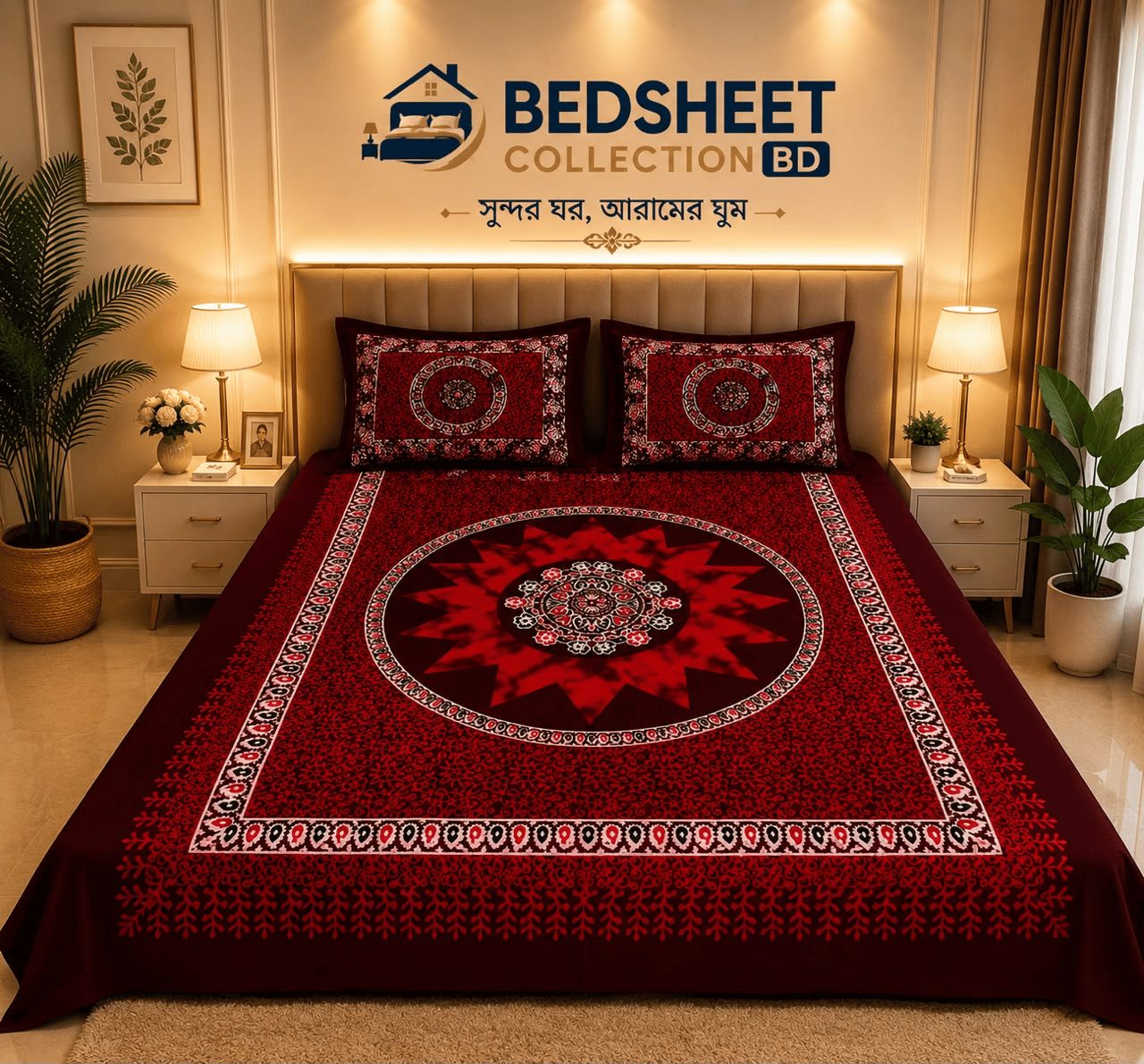 11.png 100% কটন ডিজিটাল প্রিন্টেড বেডশিট - Image 1