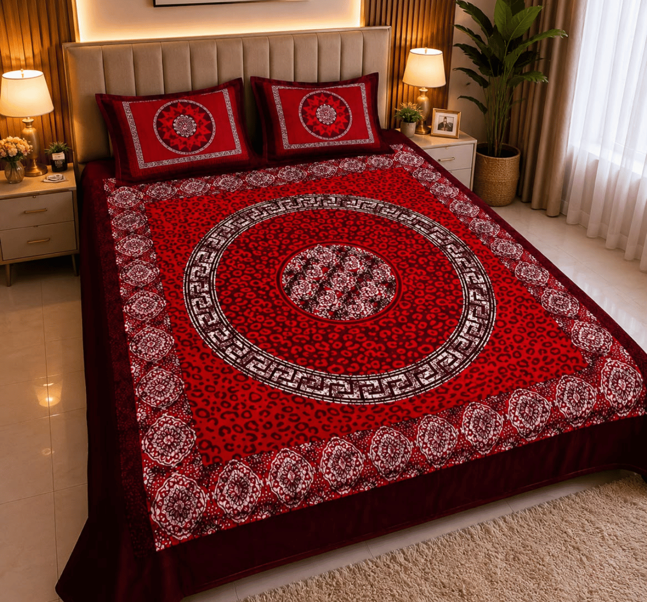 3.png 100% কটন ডিজিটাল প্রিন্টেড বেডশিট - Image 1